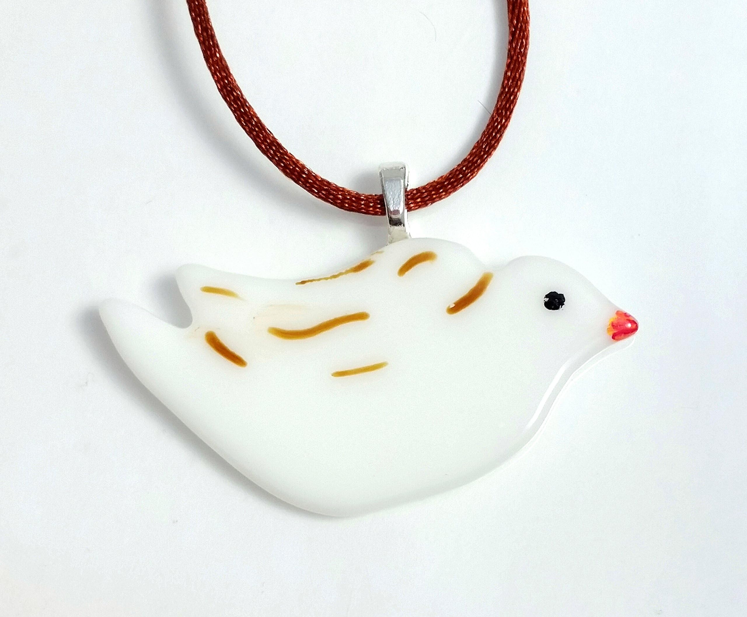 Small Dove Christmas Ornament Tree Decoration Handmade Fused Glass