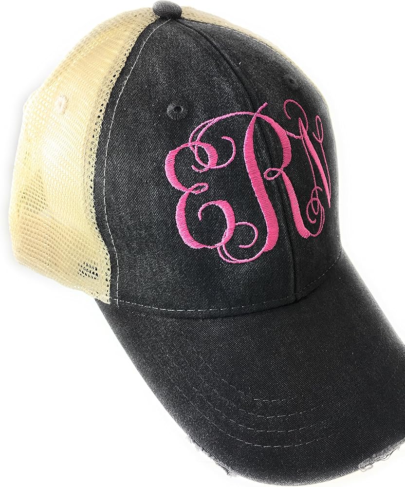 distressed monogram hat