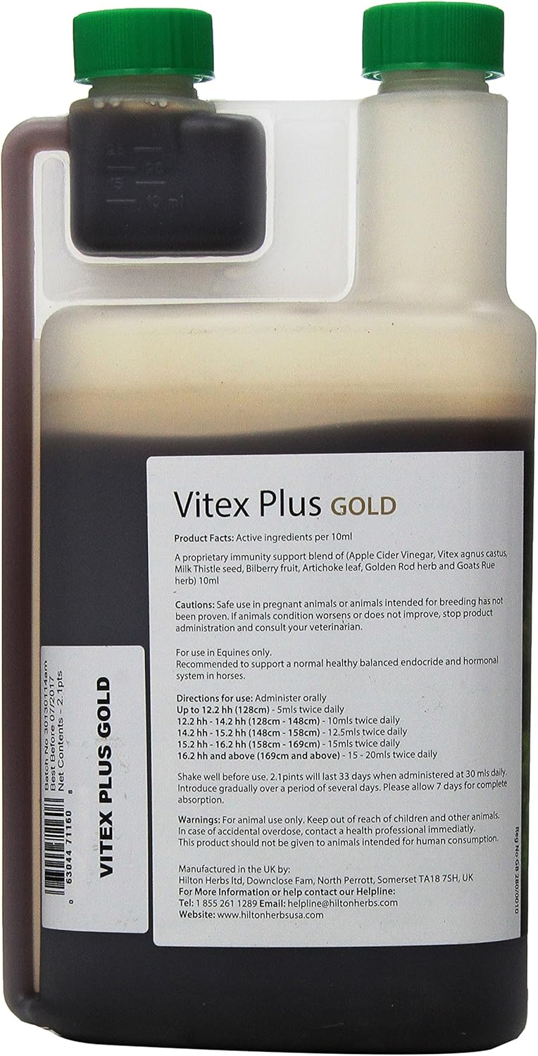Hilton Herbs Vitex Plus Gold Herbal Cushing's Support for Horses, 2.1pt Bottle : Horse Nutritional Supplements And Remedies : Pet Supplies
