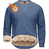 MAGCOMSEN Men's Crewneck Sweatshirt Sherpa Lined Casual Fleece Pullover Thermal Winter Warm Heavyweight Cotton SweatShirts