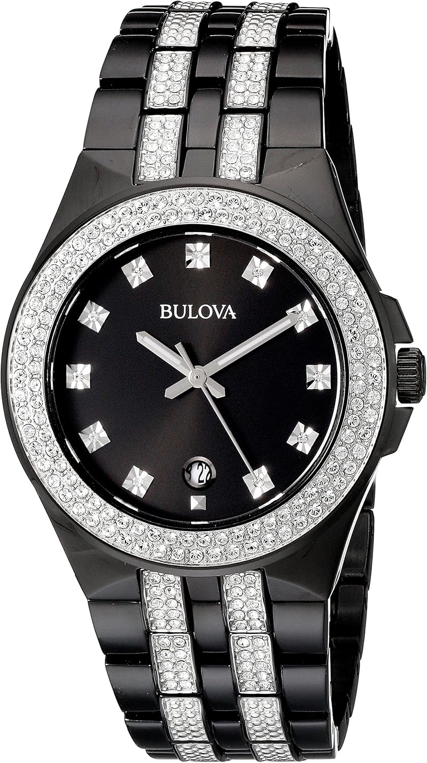 Amazon.com: Bulova Men's 98B251 Swarovski Crystal Stainless Steel Watch