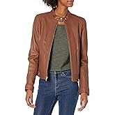 Cole Haan womens Racer With Quilted Panels Leather Jacket
