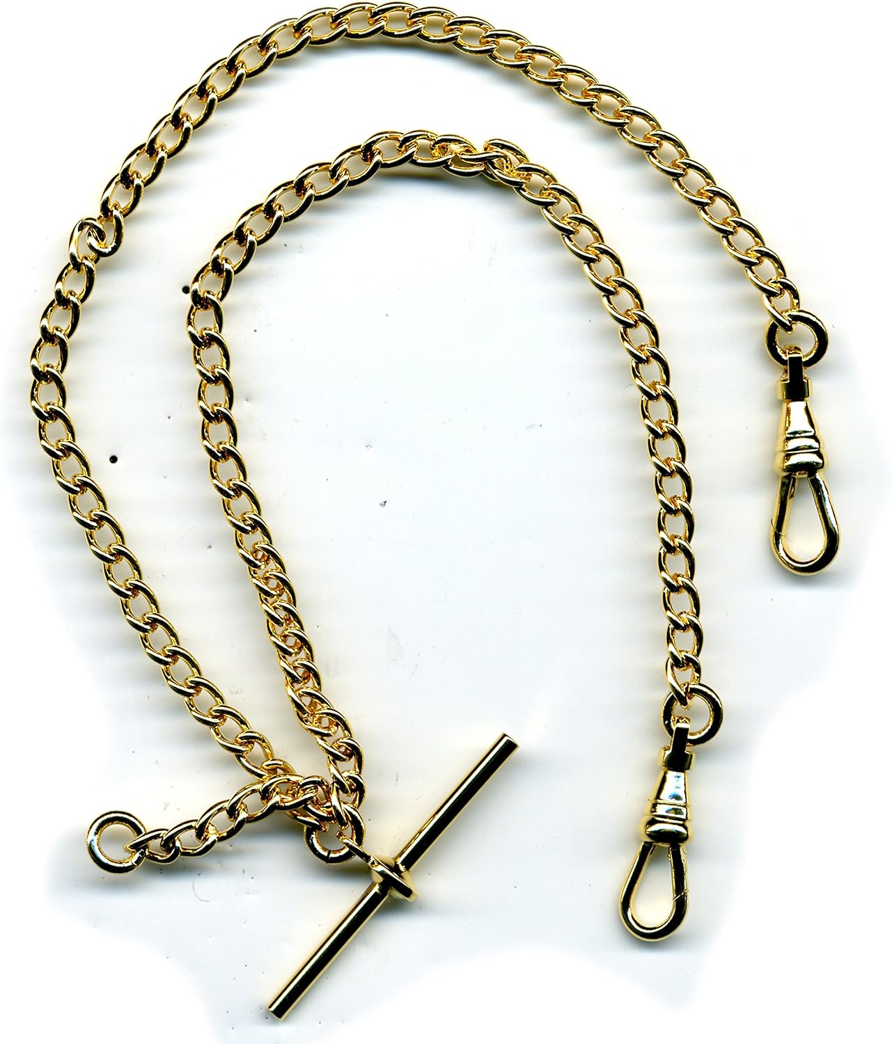Rolled Gold Solid Pocket Watch Double Albert Chain Close Curb Fob