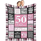 Atokker 50th Birthday Gifts for Her - Cozy Blanket 50"x60", Unique Decoration Ideas for 50 Year Old Woman, Best Present for Women, Happy Birthday Celebration