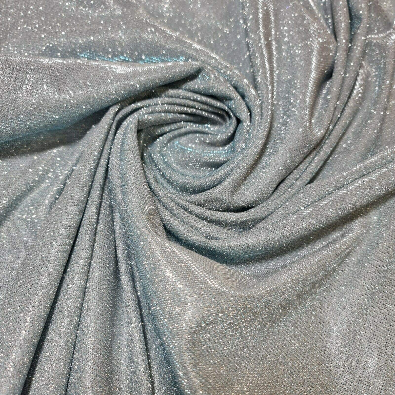 Shimmer Moonlight Glitter Nylon Multi Purpose Stardust Sparkly Shiny Bling Decorations Dress Craft Backdrop Decor Fabric Material 58" - 150cm Wide Sold As 1 Meter Pre - Cut Lengths (Pale Blue)