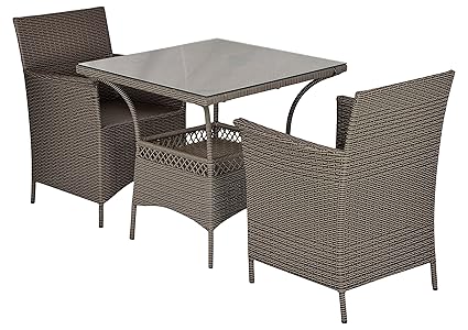 FurniFuture Mr. Tall Outdoor Patio Furniture Set 2+1 - (Black with White Stripes)