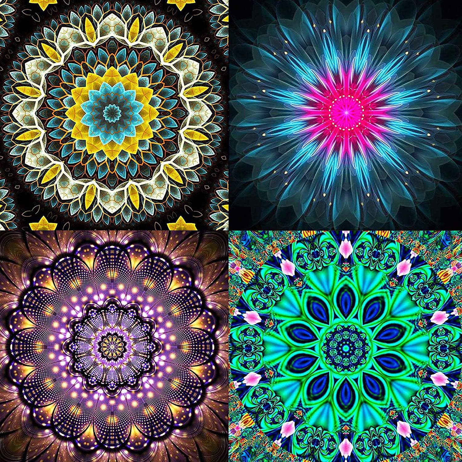 UPINS 4 Pack 5D DIY Diamond Art Painting Set for Adult, Flower Painting