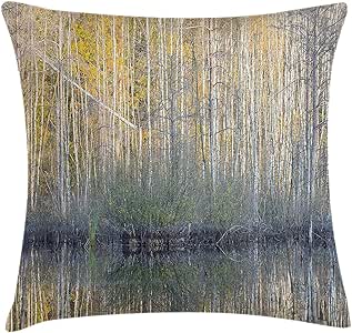 Pillow Cushion Cover Auténtica Vista del Bosque con árboles Altos y
