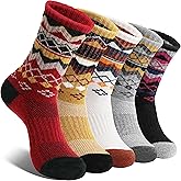 EBMORE Womens Merino Wool Hiking Socks Thermal Warm Winter Crew Cushion Work Boot Outdoor Socks 5 Pairs