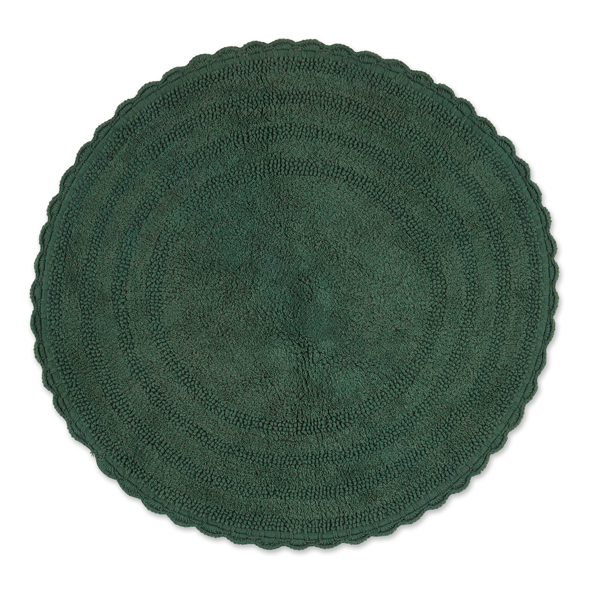 Photo 1 of DII Crochet Collection Reversible Bath Mat, Round, 27.5" Diameter, Dark Green