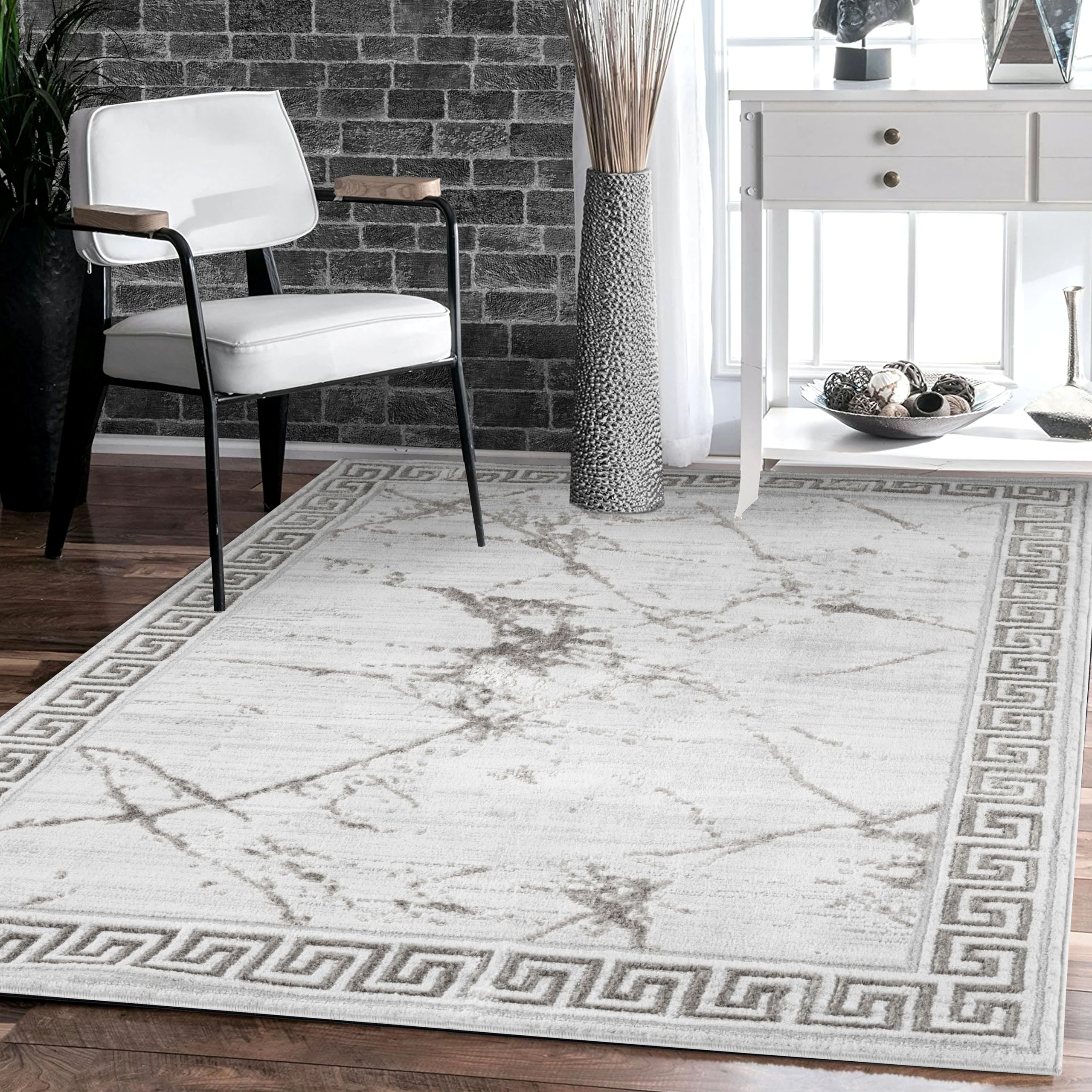 Photo 1 of GLORY RUGS Area Rugs Marble 8x10 Cream Gray Carpet Modern Abstract Rug Living Room Dining Bedroom Rug