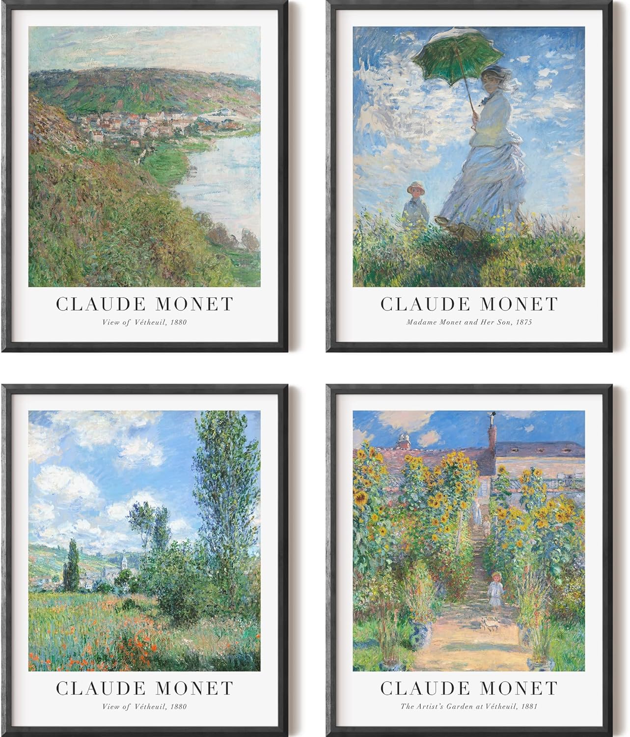 Posters & Prints - Claude Monet Wall Art Prints, Famous Artist Paintings, Aesthetic Vintage Decor, Green, Unframed, 8x10 Inch