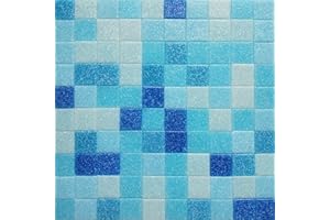 AONUOAO 1.1LB 3/4 inch Square Glass Mosaic Tiles for Crafts, Mosaic Tiles for Crafts Bulk, Blue Colors Craft Glass Pieces