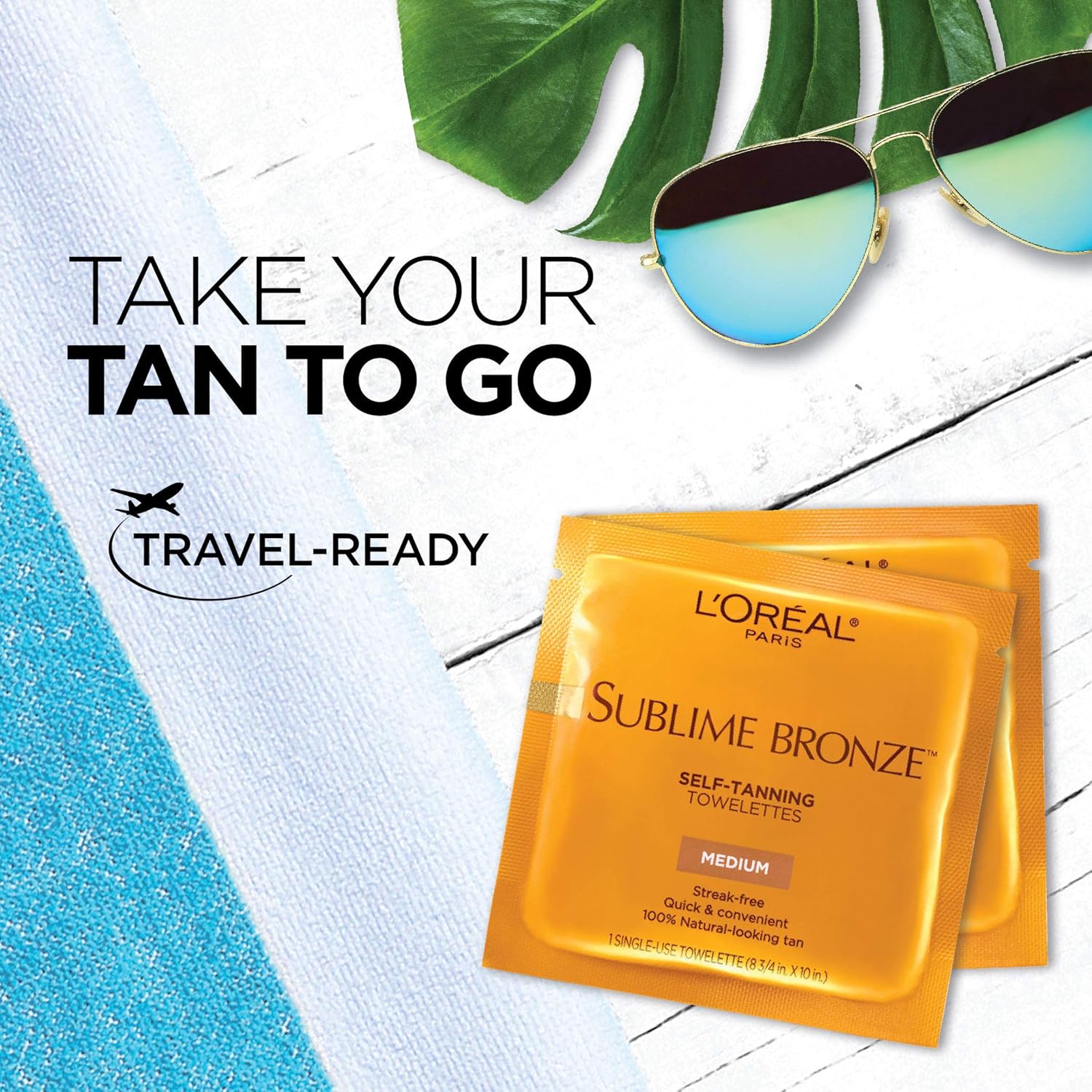 Self Tanner, L'Oreal Paris Sublime Bronze Self-Tanning Towelettes, Streak-Free, Natural Looking Tan, 6 ct.: Beauty