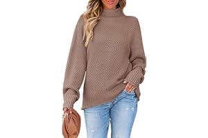 ZESICA Women's 2024 Turtleneck Batwing Sleeve Loose Oversized Chunky Knitted Pullover Sweater Jumper Tops