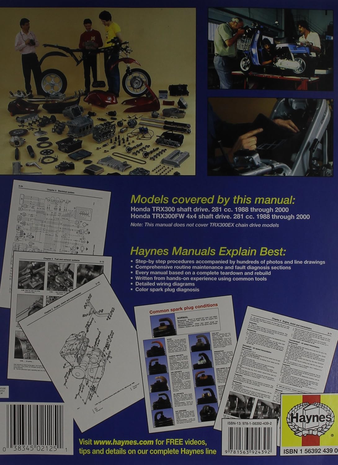 Amazon.com: Haynes 2125 HONDA TRX300 SHAFT 8800: Alan Harold Ahlstrand:  Automotive