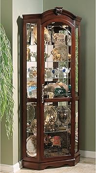 Amazon Com Sofaweb Com Medallion Cherry Corner Curio Cabinet