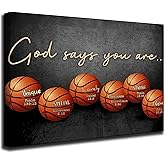 Inspirational Basketball Canvas Wall Art Basketball Teen Boys Kids Room wall Decor God Says You Are Canvas Print Painting Framed basketball posters for Dorm Gym Bedroom Office Home Decor 12x16inch