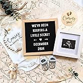 Pregnancy Announcement, Baby Announcement Ideas Set Include Felt Letter Board, Baby Onesie, Booties, Photo Frame, Wooden Sign and Bear Plush, Pregnancy Announcement Photo Props Coming Soon Baby Announcement