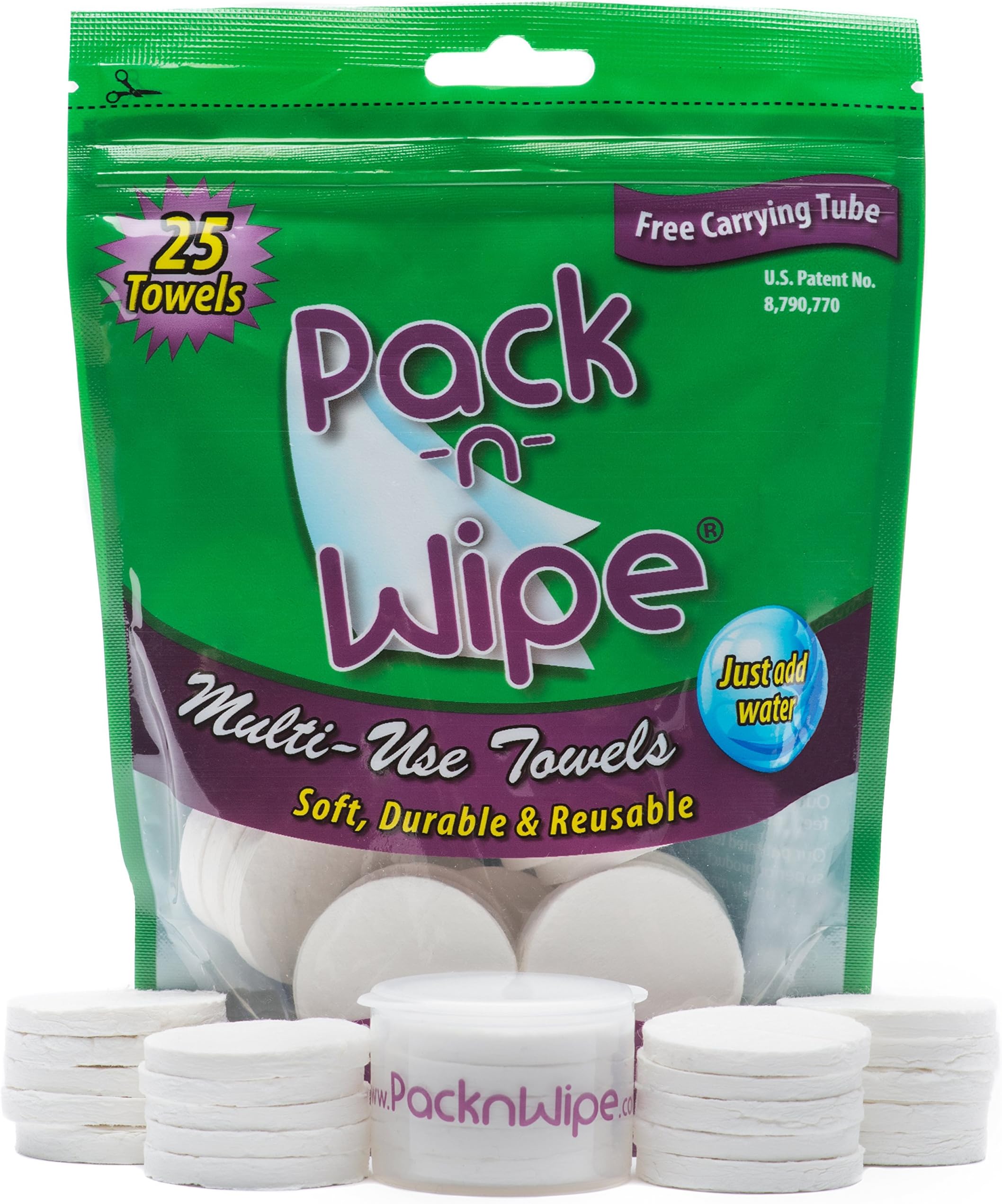 Pack-n-Wipe Compressed Disposable Towels - Soft, Durable, Reusable Towels - Travel, Home, Outdoor Hand Towels - 8.5” x 11” - 100 Count