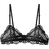 Cotorance Womens Lace Bra No Underwire Unlined Plunge Triangle Bralettes