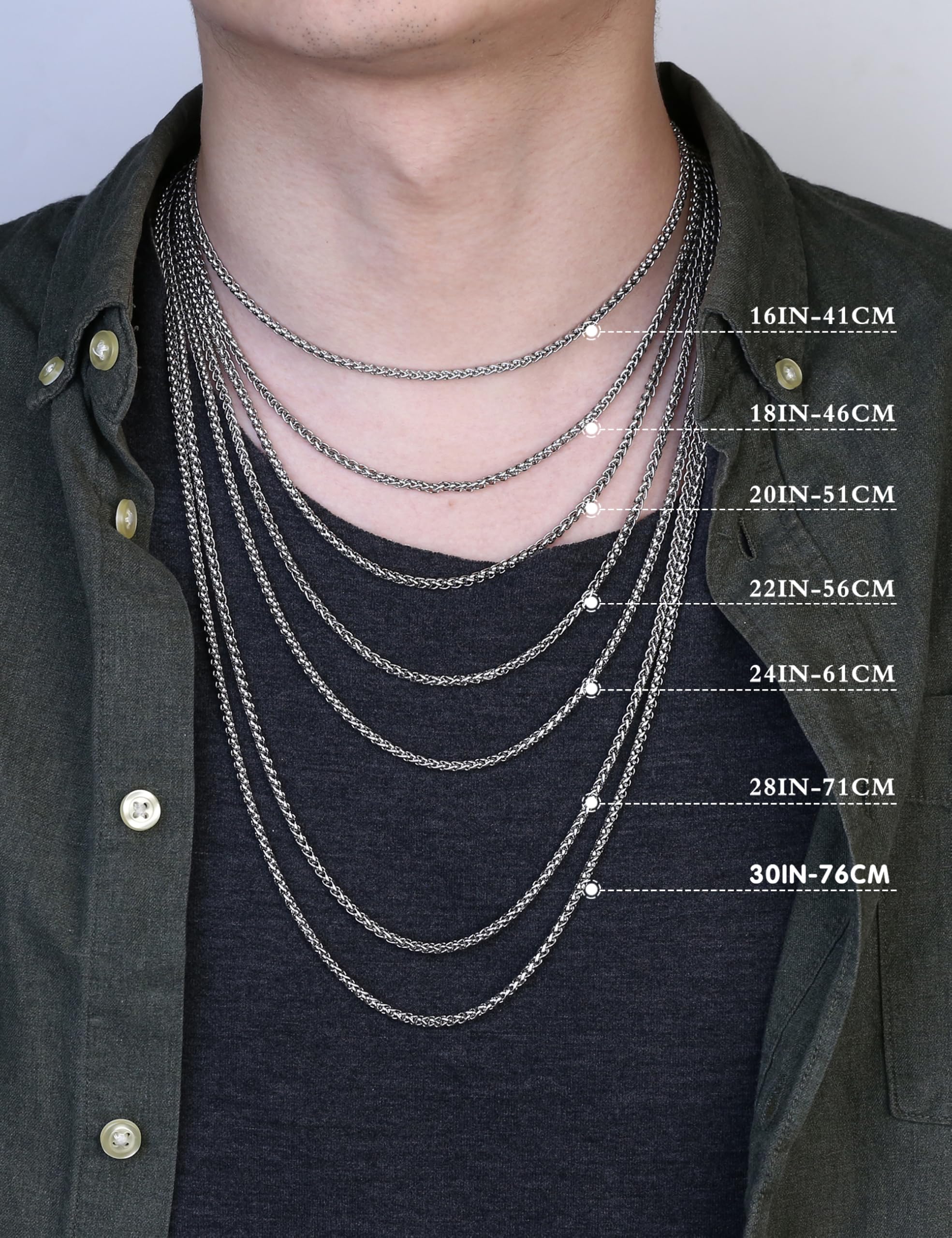 LOLIAS 925 Sterling Silver Cross Necklace Men-Removable Silver Cross Pendant with Hypoallergenic 316L Stainless Steel Wheat Chain Crucifix Necklace Jewelry for Mens Women, 16-30 Inches