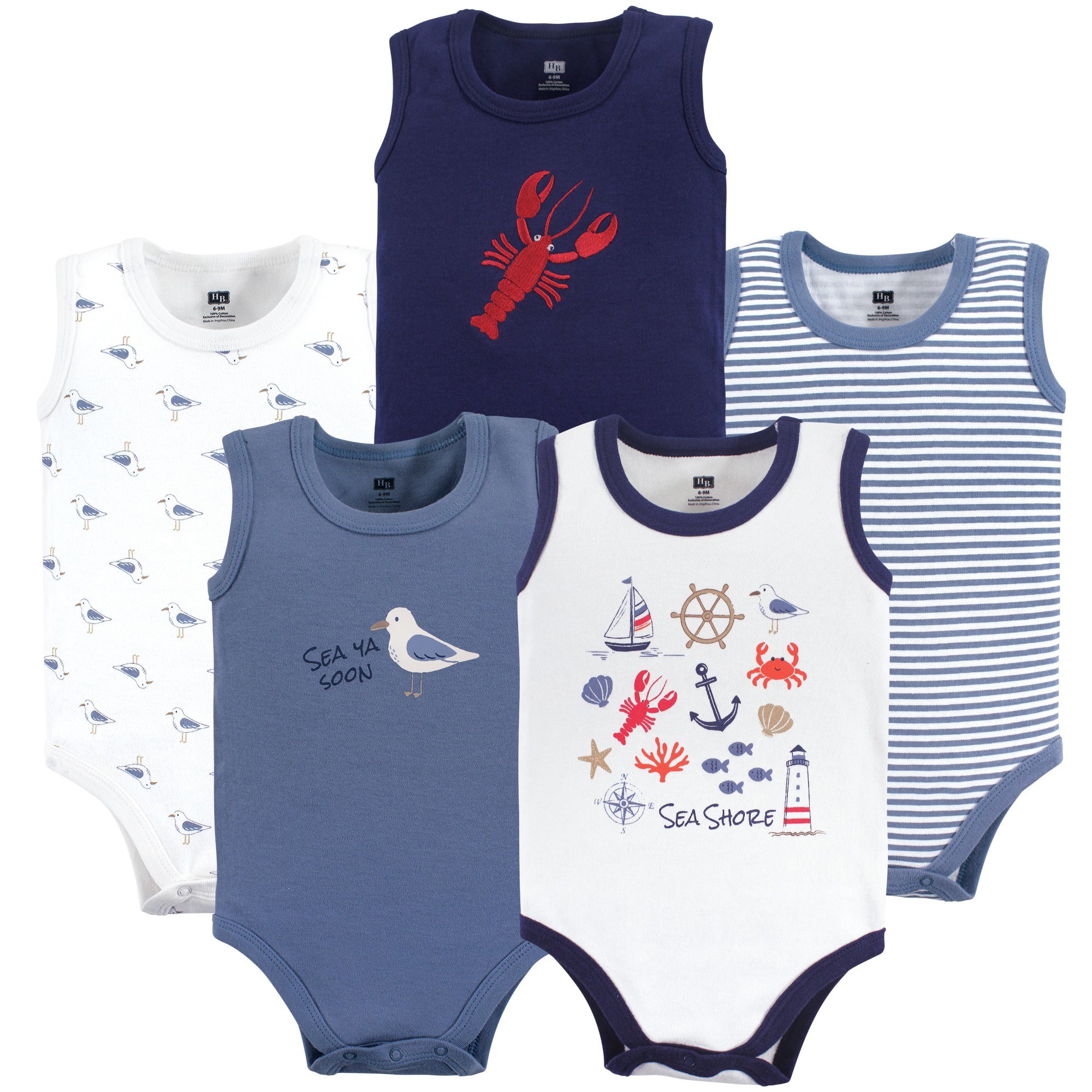 Photo 1 of **** ONLY 1 ***** Hudson Baby Unisex Baby Cotton Sleeveless Bodysuits, Sea Shore, 0-3 Months