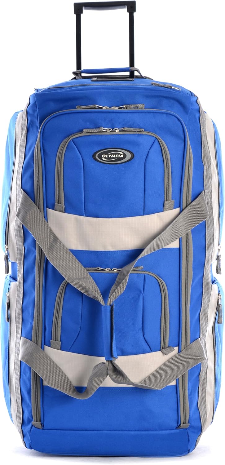 | Olympia 8 Pocket Rolling Duffel Bag, Royal Blue, 33 inch | Travel Duffels