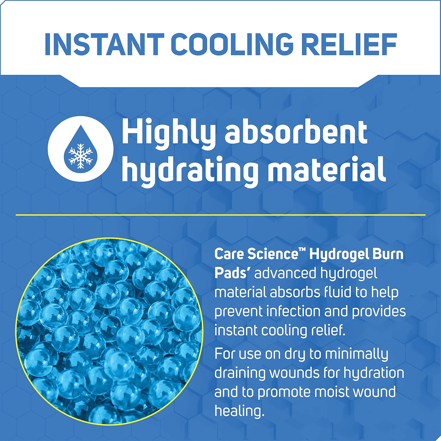 Care Science Hydrogel Sterile Burn Pads & Wound Dressing for Burn Relief, 4 ct | Instant Cooling Relief for Minor Burns: Health & Personal Care