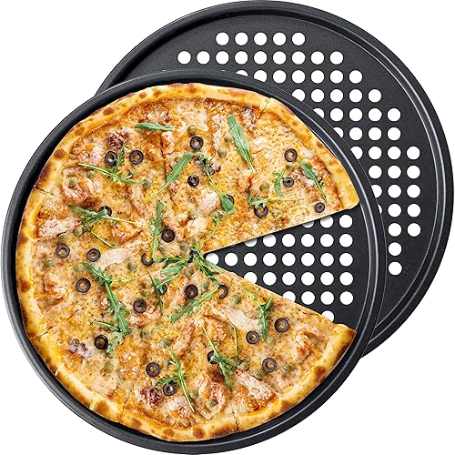 OJelay Pizza Pans with Holes 12 Inch Pack Perforated Baking Pan
