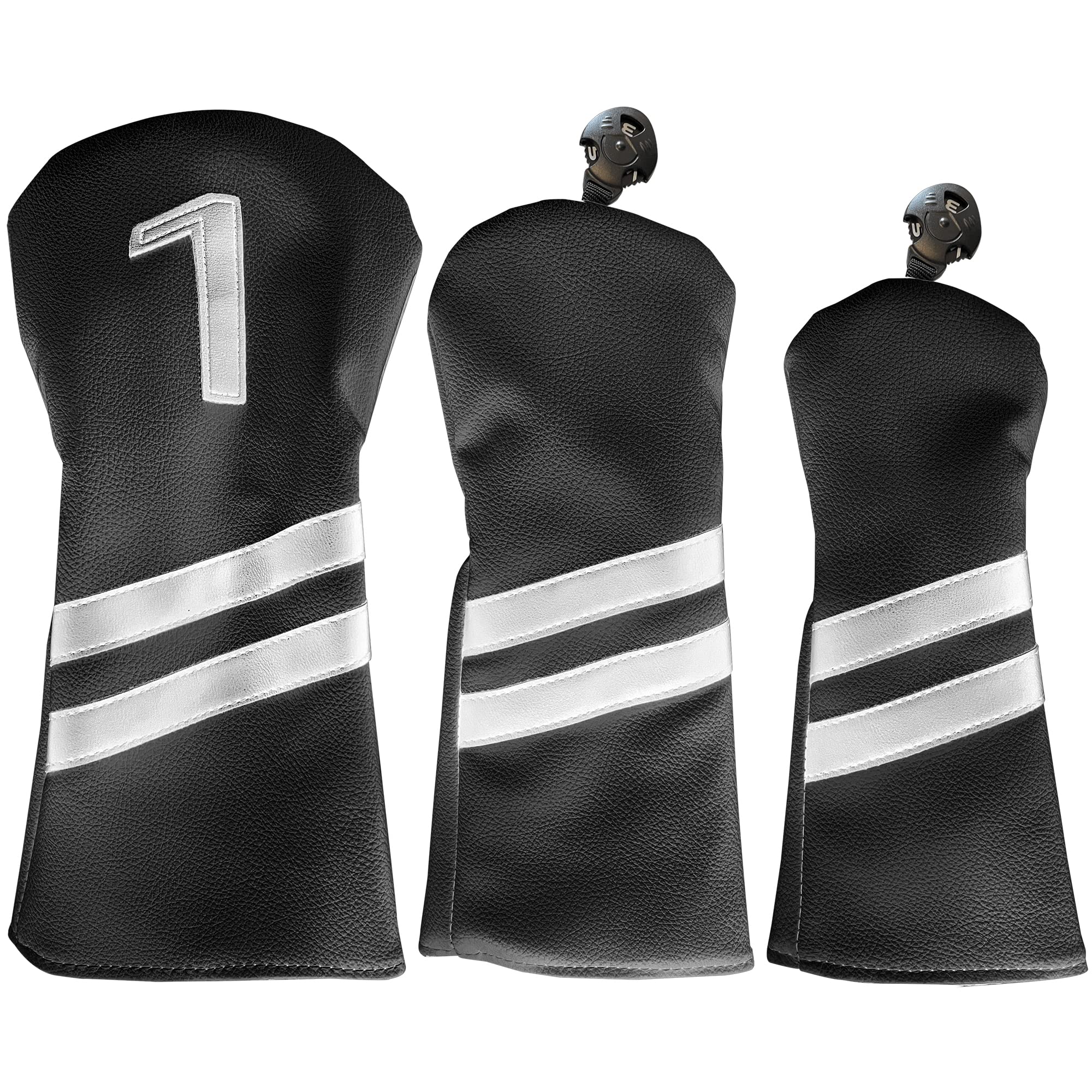 All Teed Up Premium Golf Club Covers - 3 Pack - Driver - Wood - Hybrid Club Head Covers with Club ID Tag