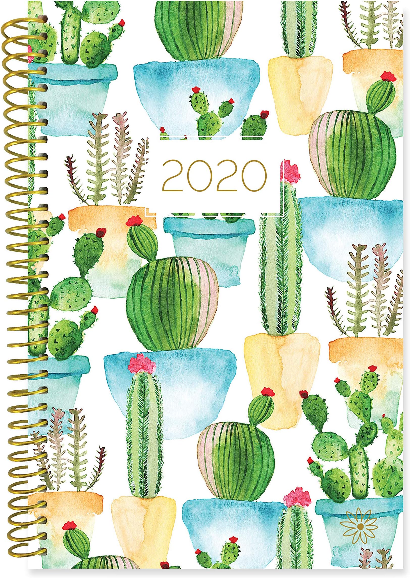 2020 Calendar Year Day Planner (January 2020 - December 2020) by bloom daily planners - 6โ x 8.25โ - Weekly/Monthly Agenda Organizer Book with Tabs & Flexible Soft Cover - White Cacti