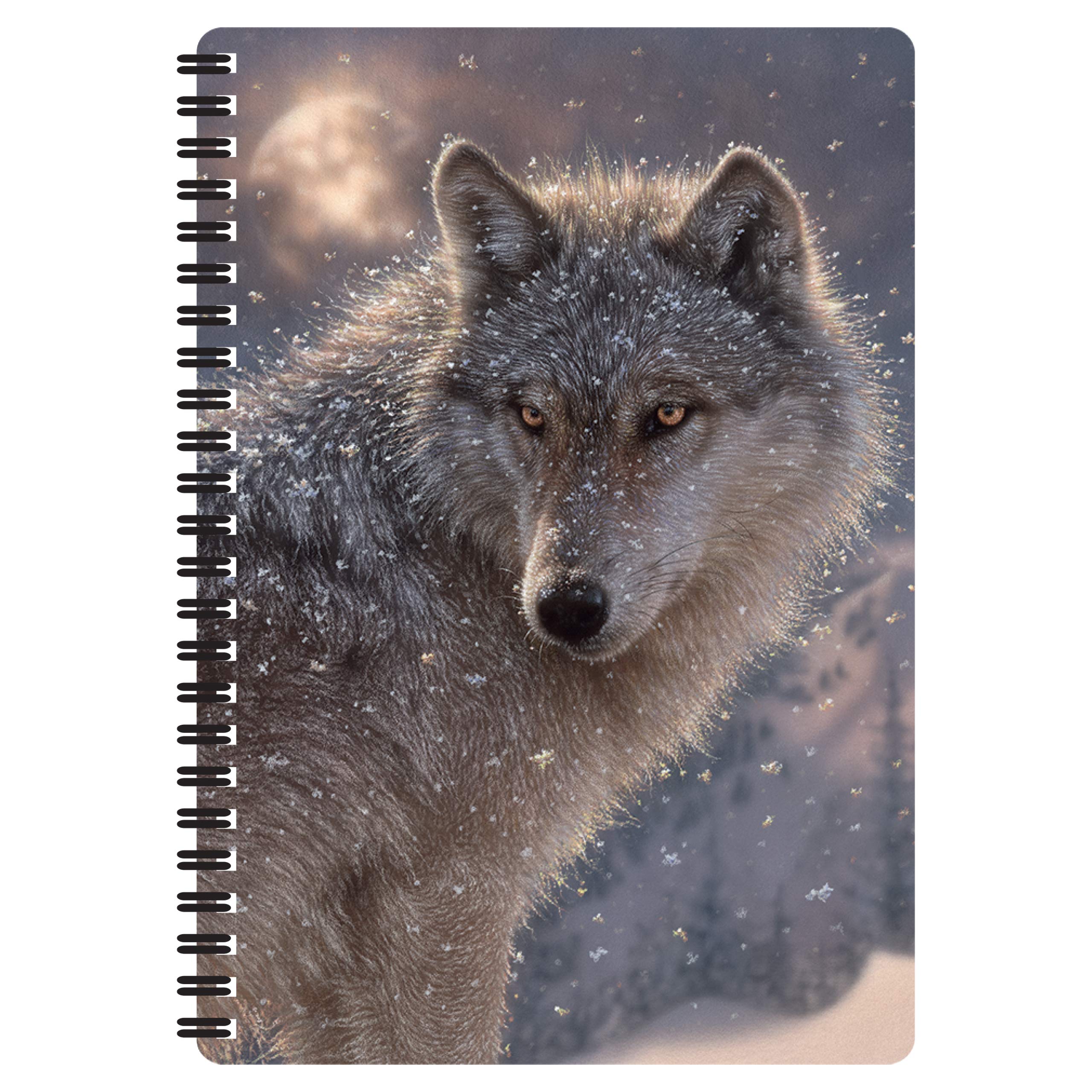 3D LiveLife A5 Notebook - Lone Wolf from Deluxebase. Spiral Bound Lined Notebook with 80 Recycled Pages, 3D Wolf Art Notebooks for Work, Gifts and School Supplies, (21 x 14.5 cm).