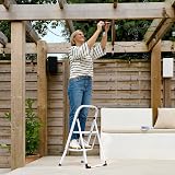 VonHaus 2 Step Folding Ladder Steel 150kg Capacity White view 9