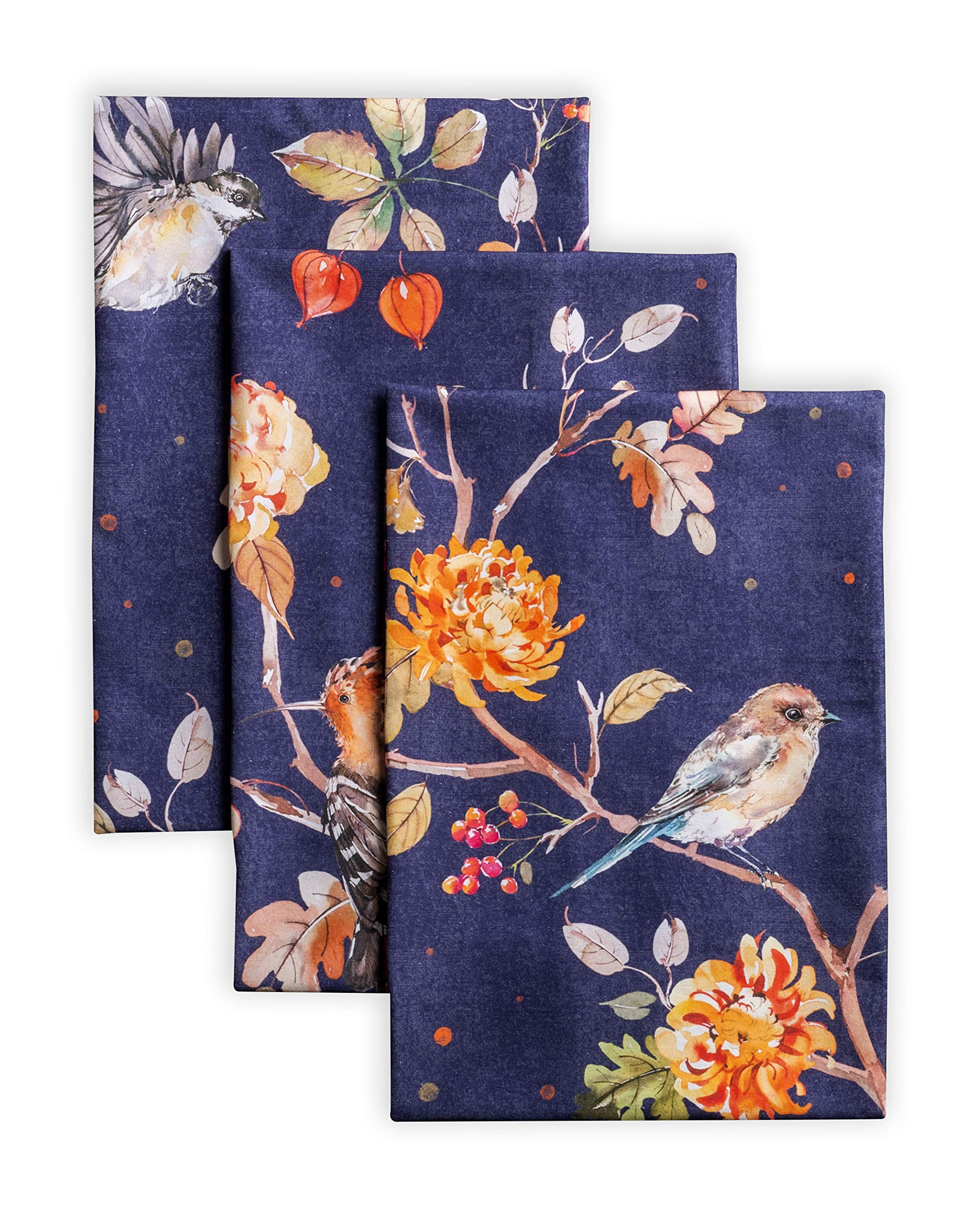 Maison d' Hermine Kitchen Towels Set of 3 100% Cotton 70 CM x 50 CM Reusable Cloth Tea Dish Towels Absorbent with Hanging Loop for Kitchen Dining Christmas Decorations (Kelim - Infinity)