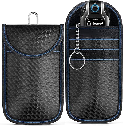 Ironstripe 2 Pack Faraday Bag Royal Blue Stitching RFID Key Fob Protector