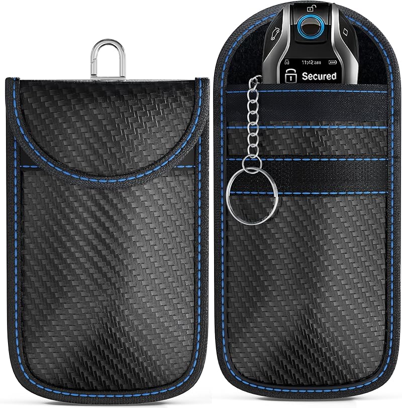 Ironstripe 2 Pack Faraday Bag Royal Blue Stitching RFID Key Fob Protector