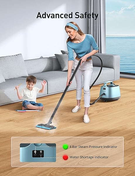 ASPIRON STEAM CLEANER, 293°F 58 PSI POWERFUL MULTIPURPOSE HANDHELD STEAM MOP FOR HOME USE, 21 ATTACHMENTS, 50OZ CAPACITY, HEAVY DUTY STEAMER FOR CARPETS, FLOORS, CARS, TILES, CRACK CLEANING, TURQUOISE
