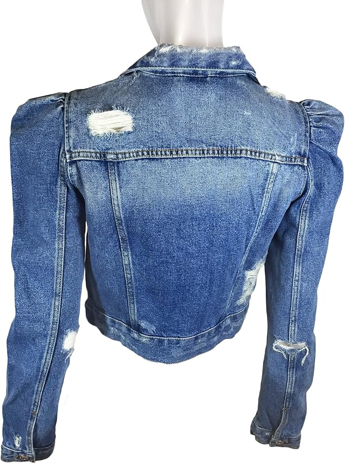 zara denim puff sleeve jacket