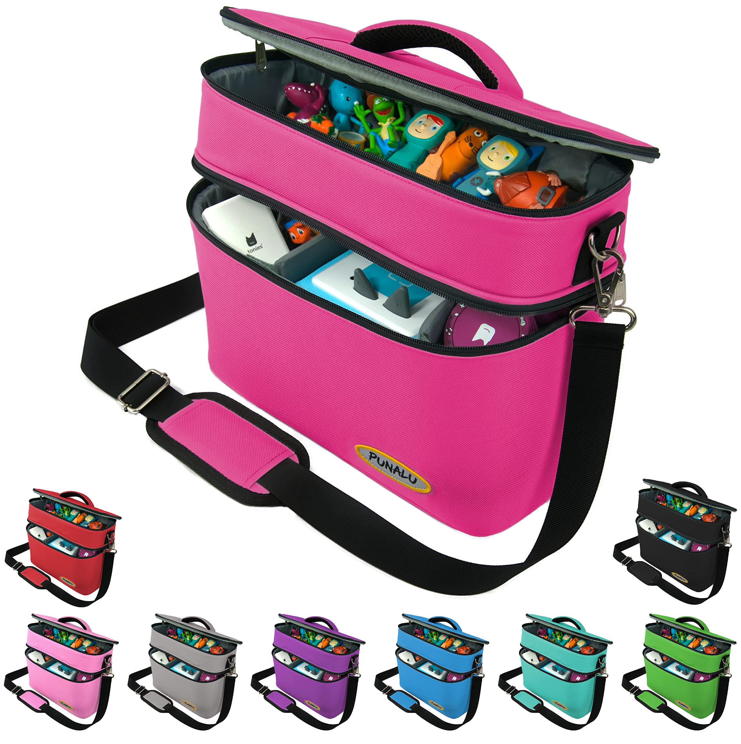 Punalu Large Bag for Toniebox, Tigerbox Lots of Space for Tonie Hearing Figures, Tigercard, Charger, Headphones, Tonie Figures, Transport Bag, Ideal for Toniebox Starter Set - Toniebox Bag (Pink)