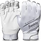 Franklin Sports Supratak Football Receiver Gloves - White/Chrome - Adult Small