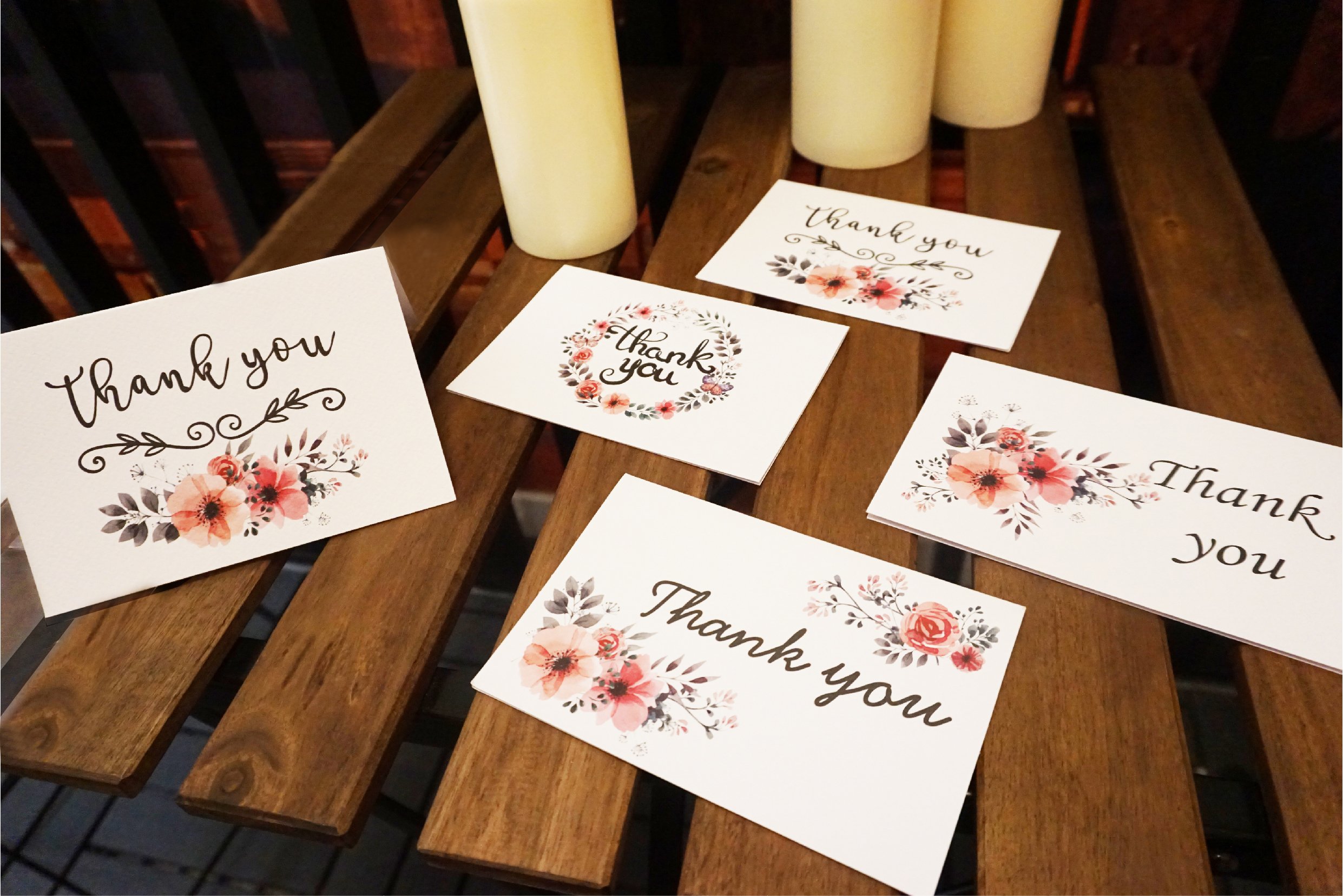 Kidepoch Thank You Cards 36 Assorted Set - 4 x 6 Inches - Blank Inside - Bulk Box Set with Kraft Envelopes Included