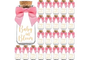 Ethisa Vintage 24 Pack Baby in Bloom Milk Glass Bottles with Ribbons and Stickers - Classy Baby Shower Favors for Guests and 