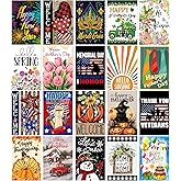 Doncida 20 Pack Seasonal Garden Flags Set Double Sided 12x18 Inch Small Yard Flags, Holiday Seasonal Garden Flag for Outside Decoration for All Year Round