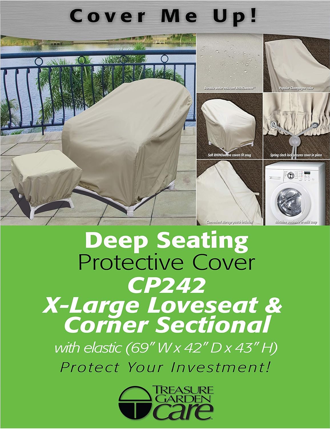 patio armor outdoor furniture covers on Amazon Com Treasure Gardens Rhinowave X Large Loveseat And Corner Sectional Cover Cp242 Garden Outdoor