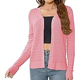 EANUER Women's Lightweight V Neck Long Sleeve Button Down Hollow Out Wool Cardigan Sweaters