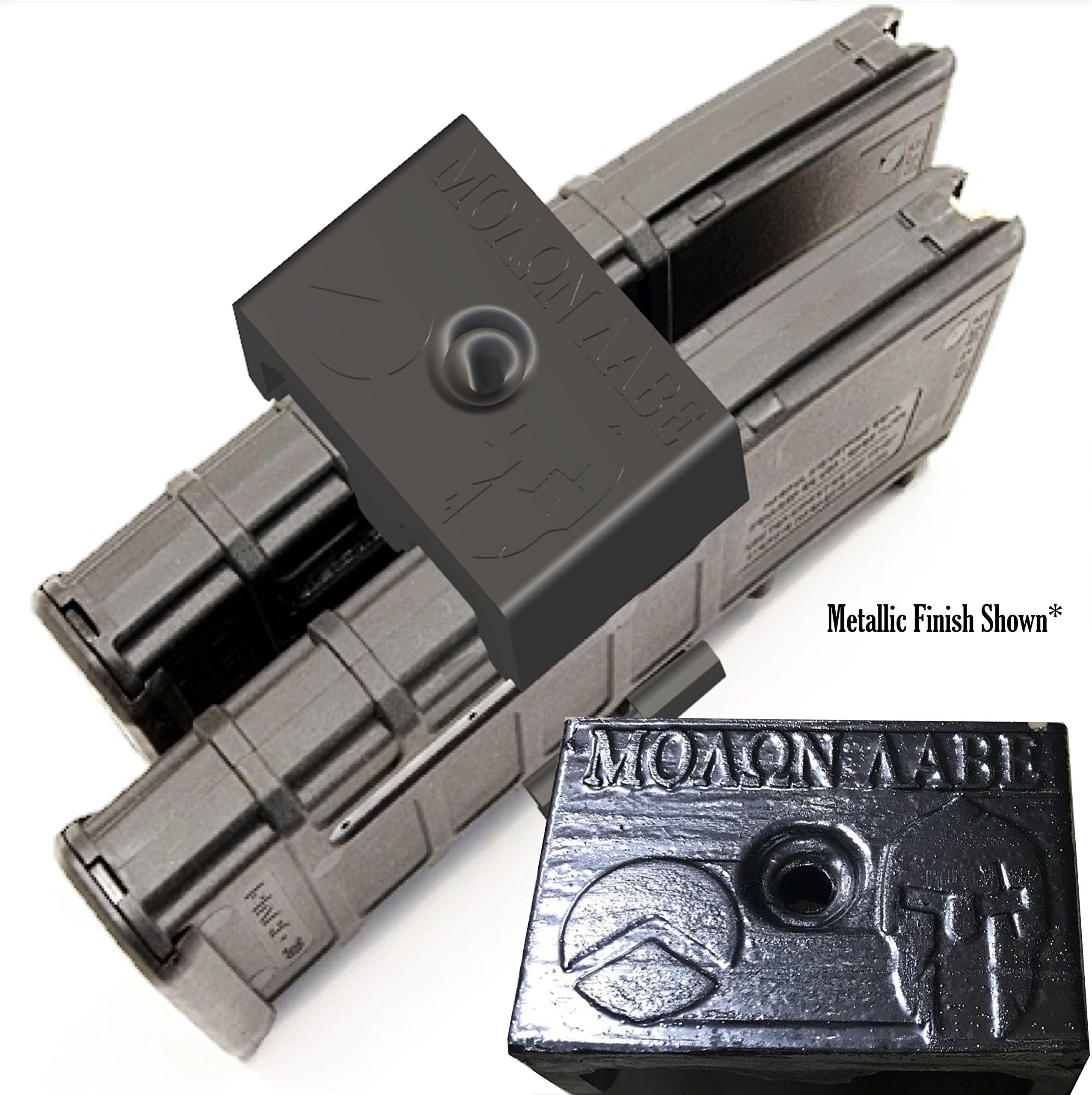 Munition Exhibition AR15 Magazine Holder Clip AR15 Accessories Grip PMAG's 5.56 Magazines, Magazine Clip Holder - Molon Labe - Metallic