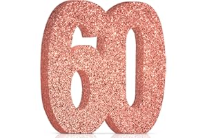 MOORAY 60th Birthday Decorations for Women,60th Anniversary Decorations,Rose Gold Glitter 60th Birthday Party Centerpieces for Table Decorations,60 Table Topper Decor