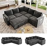 SUAWY Sectional Sleeper Sofa, Pull Out Couch with Storage,Dark Gray,5 Seat | 5 Seat Comfy Couches for Living Room, Apartments, or Guest Spaces; Sectionals Modular Sofa Design, Comfortable Seating.