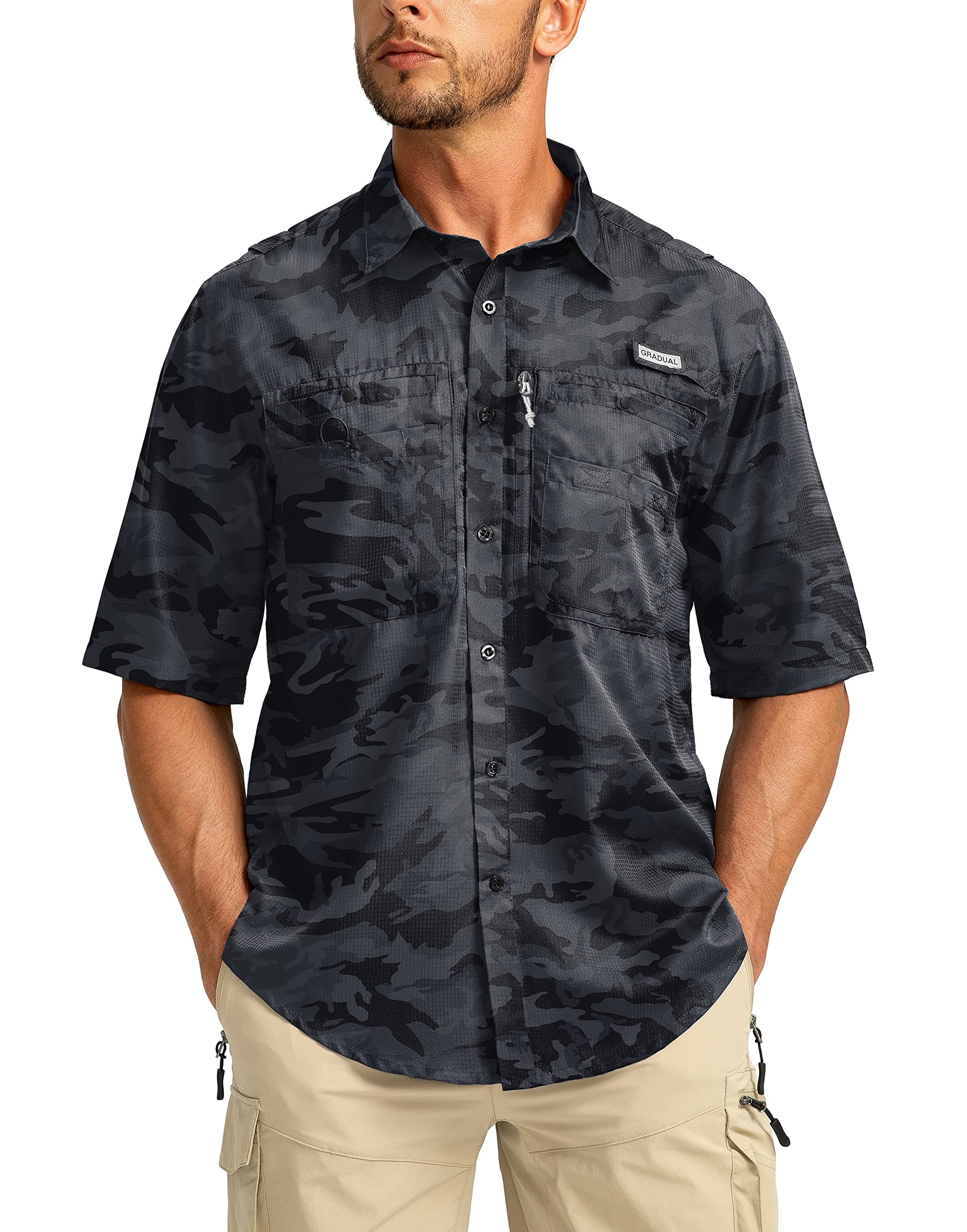 Men's Fishing Shirts with Zipper Pockets UPF